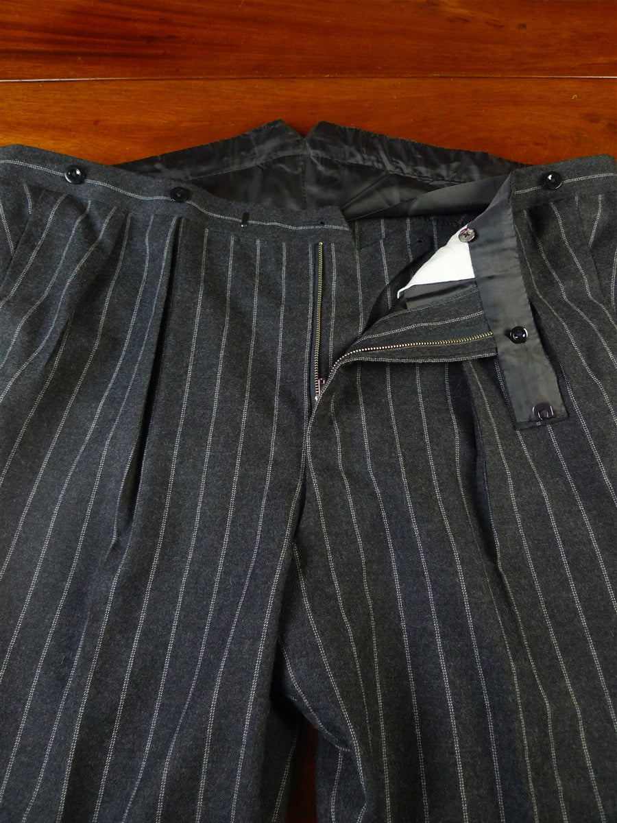 25/0755 immaculate 2011 anderson & sheppard savile row bespoke grey tram-stripe worsted flannel suit 48 short to regular
