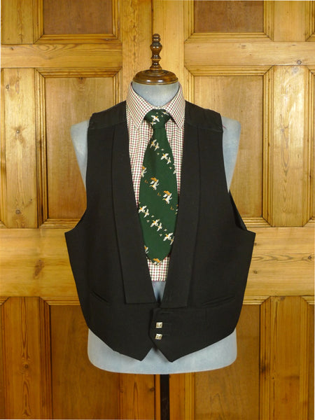 25/0764 vintage scottish black barathea wool prince charlie waistcoat 50 long