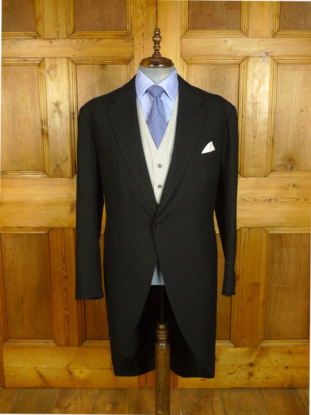 25/0759 vintage 1991 anderson & sheppard savile row bespoke black herringbone wool morning coat 46 extra long