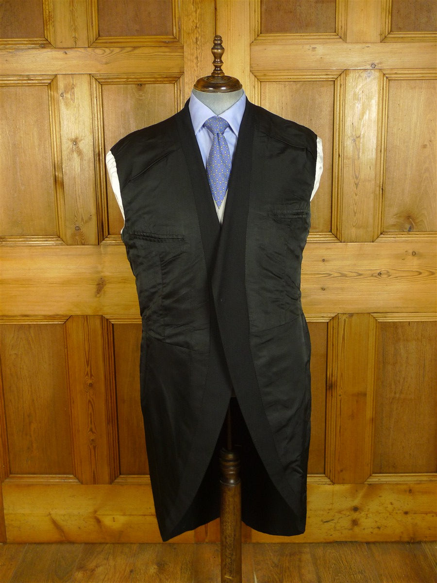 25/0759 vintage 1991 anderson & sheppard savile row bespoke black herringbone wool morning coat 46 extra long
