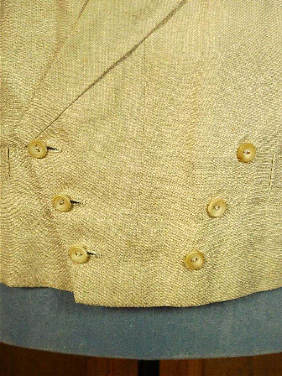 25/0760 vintage 1991 anderson & sheppard savile row bespoke cream linen d/b morning waistcoat 46-47 extra long