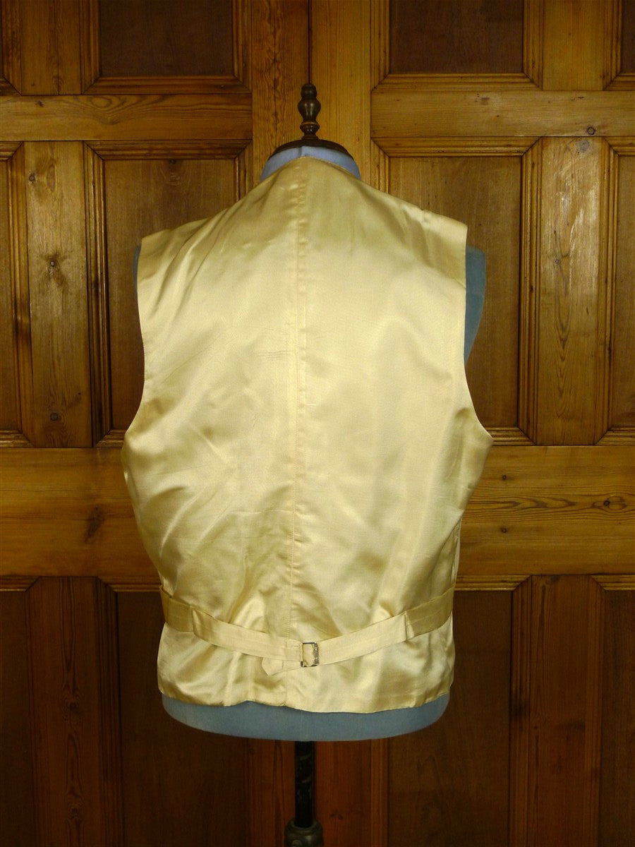 25/0760 vintage 1991 anderson & sheppard savile row bespoke cream linen d/b morning waistcoat 46-47 extra long