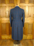 25/0790 stunning 1946 blue / red glen check heavyweight d/b wool overcoat w/ belt 40-42 long