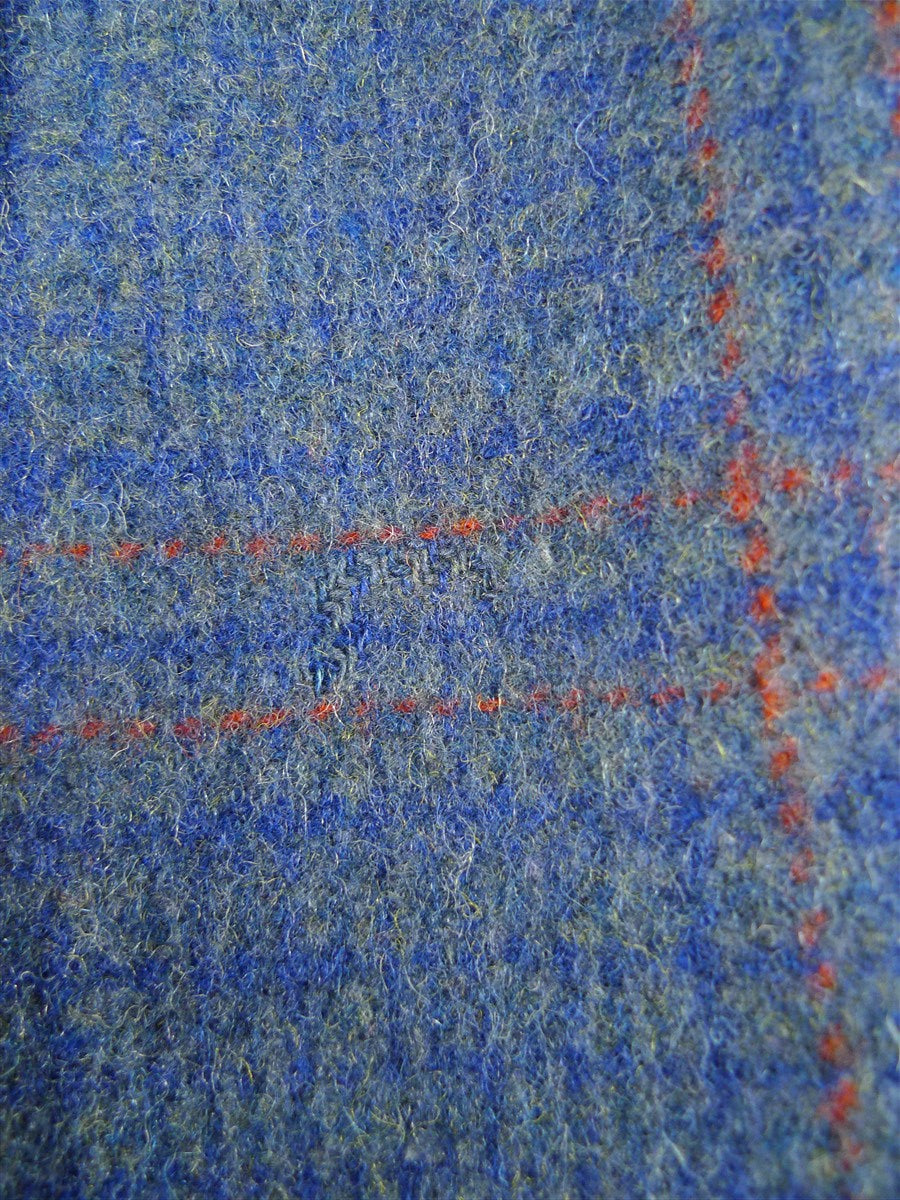 25/0790 stunning 1946 blue / red glen check heavyweight d/b wool overcoat w/ belt 40-42 long