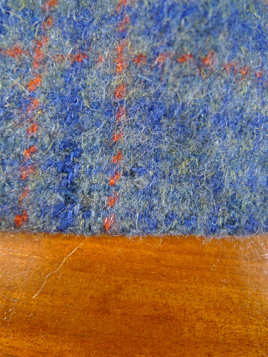 25/0790 stunning 1946 blue / red glen check heavyweight d/b wool overcoat w/ belt 40-42 long