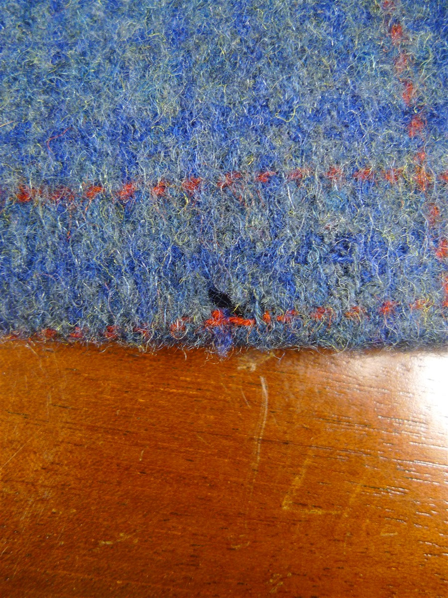 25/0790 stunning 1946 blue / red glen check heavyweight d/b wool overcoat w/ belt 40-42 long