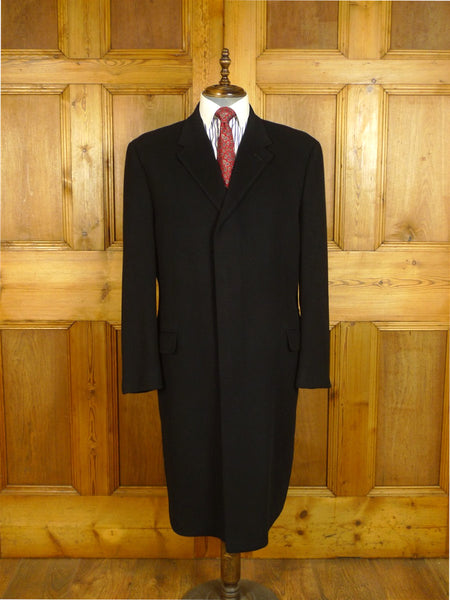 25/0788 immaculate gieves & hawkes savile row 100% cashmere black fly-front overcoat 48 regular