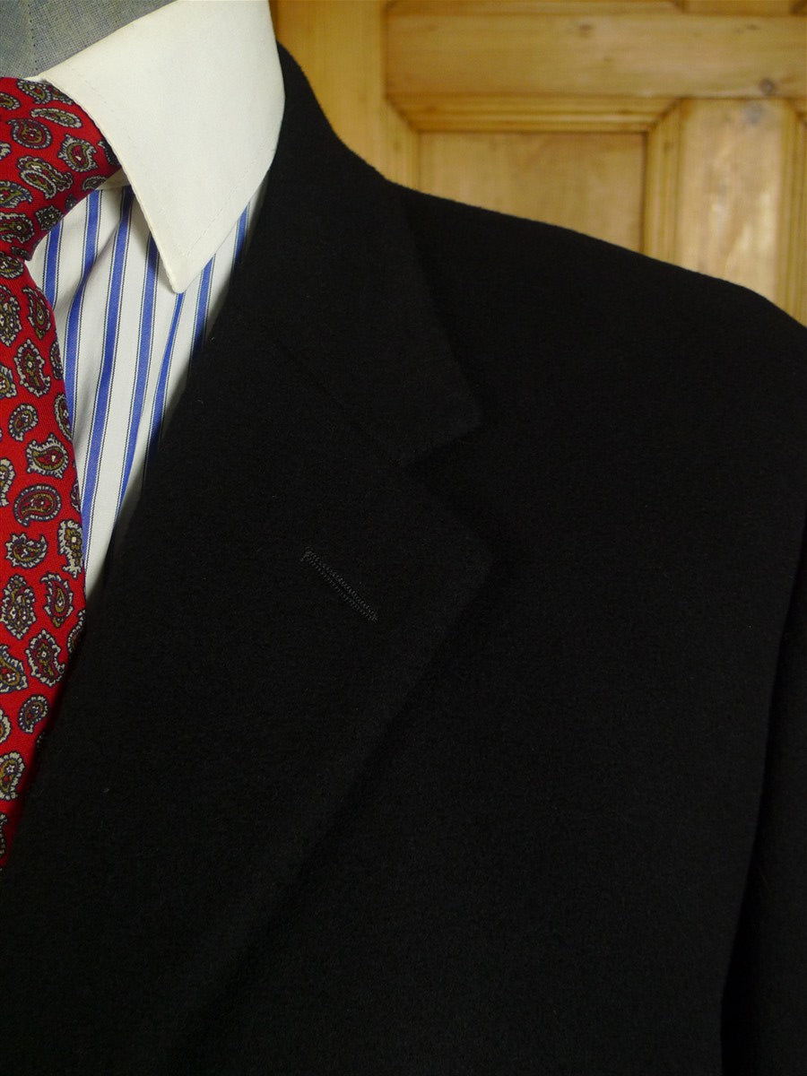 25/0788 immaculate gieves & hawkes savile row 100% cashmere black fly-front overcoat 48 regular