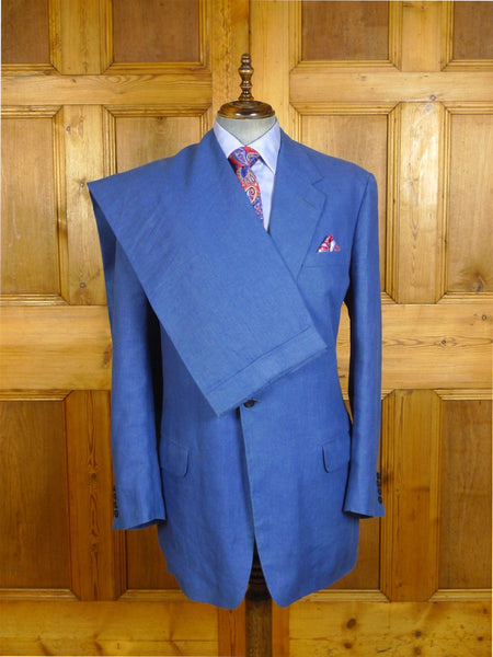 25/0774 anderson & sheppard 2006 savile row bespoke blue linen suit 48 extra long