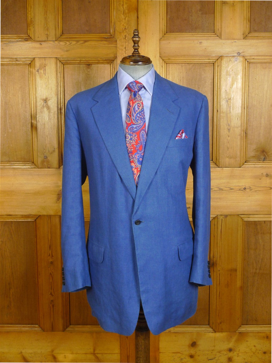 25/0774 anderson & sheppard 2006 savile row bespoke blue linen suit 48 extra long