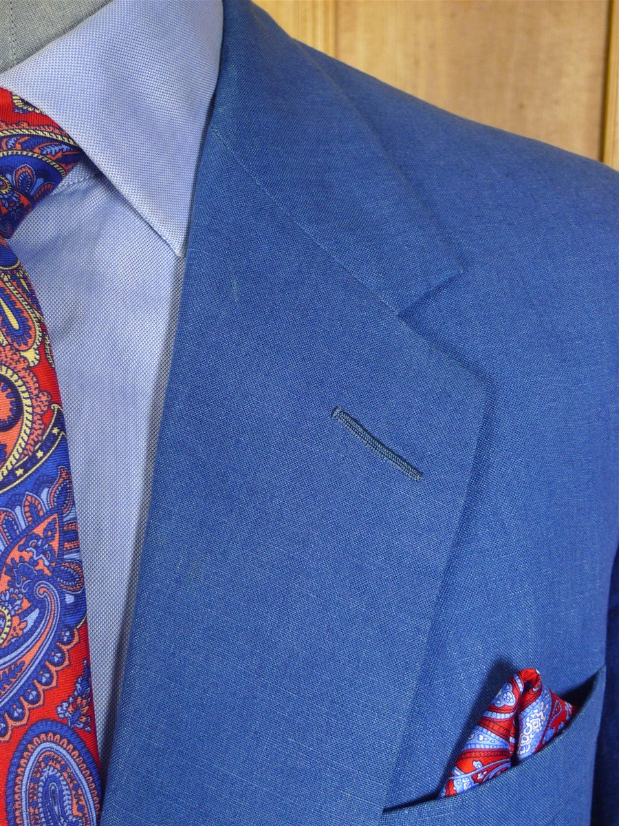 25/0774 anderson & sheppard 2006 savile row bespoke blue linen suit 48 extra long