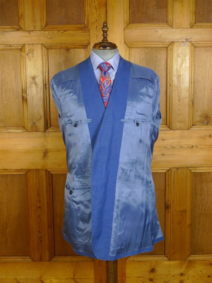 25/0774 anderson & sheppard 2006 savile row bespoke blue linen suit 48 extra long