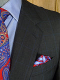 25/0775 immaculate huntsman 2001 savile row bespoke grey nailhead / blue overcheck worsted suit 42 regular