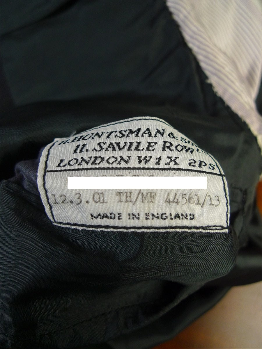 25/0775 immaculate huntsman 2001 savile row bespoke grey nailhead / blue overcheck worsted suit 42 regular