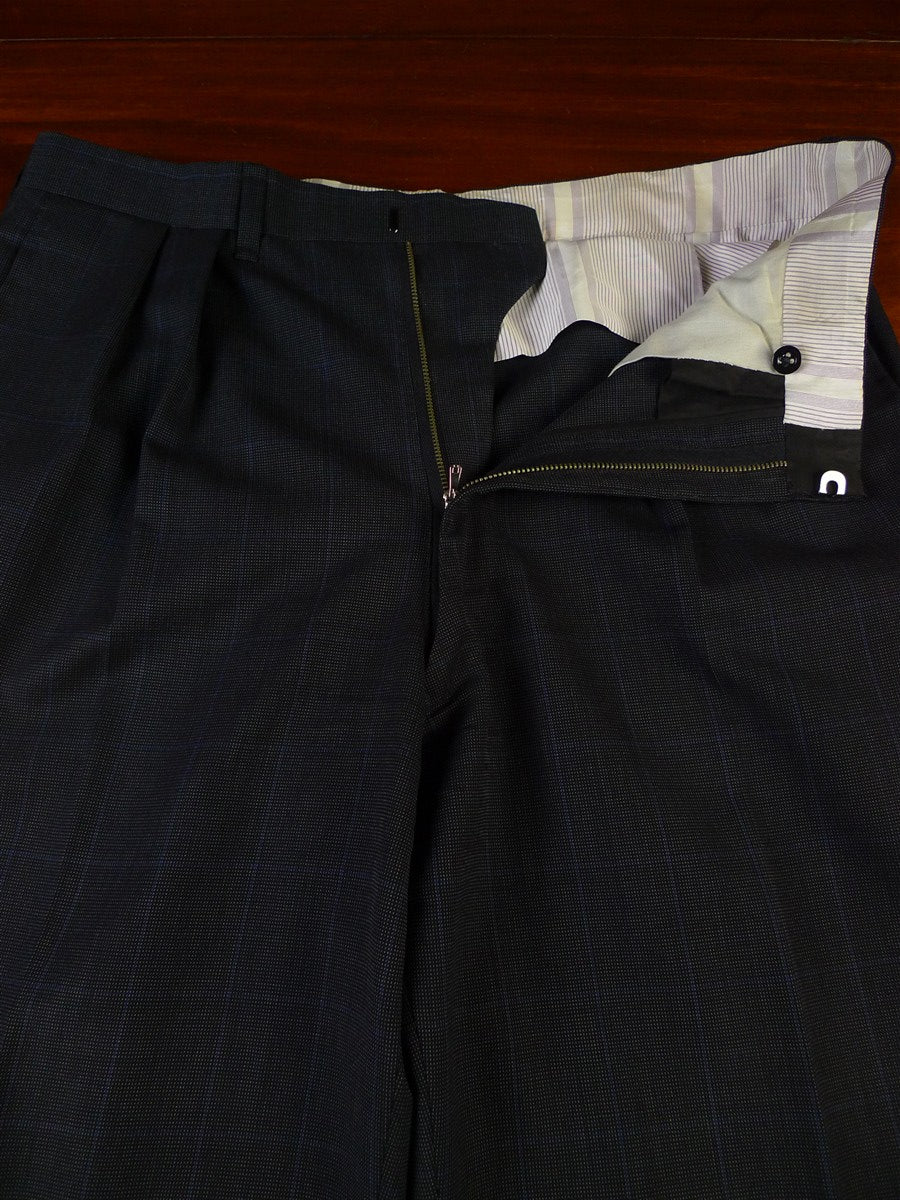 25/0775 immaculate huntsman 2001 savile row bespoke grey nailhead / blue overcheck worsted suit 42 regular
