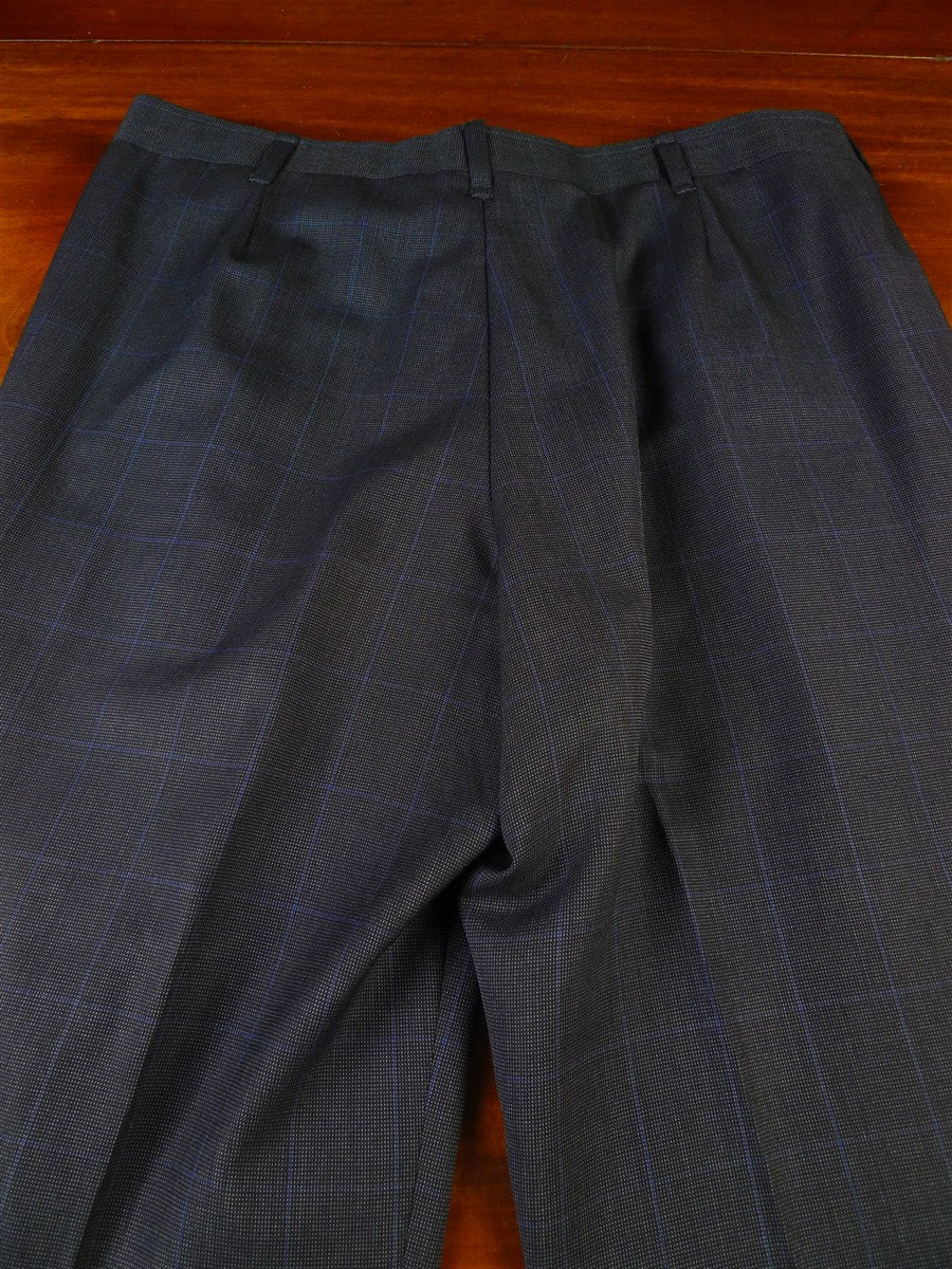 25/0775 immaculate huntsman 2001 savile row bespoke grey nailhead / blue overcheck worsted suit 42 regular