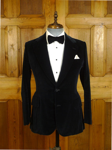 25/0768 vintage major fulham road bespoke blue black silk-velvet evening smoking jacket 37 short