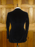 25/0768 vintage major fulham road bespoke blue black silk-velvet evening smoking jacket 37 short