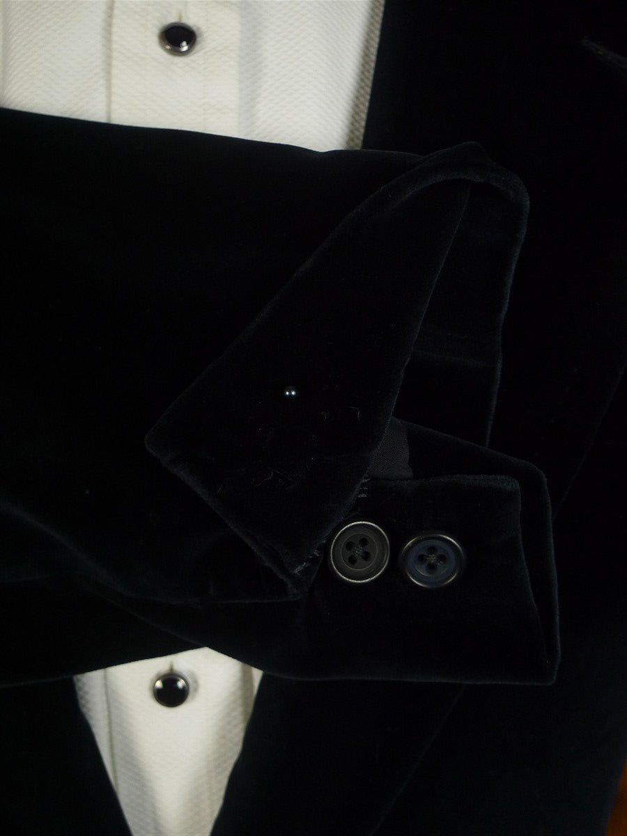 25/0768 vintage major fulham road bespoke blue black silk-velvet evening smoking jacket 37 short