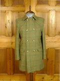 25/0769 immaculate british green wp check tweed pea coat 42