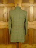 25/0769 immaculate british green wp check tweed pea coat 42