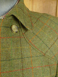 25/0769 immaculate british green wp check tweed pea coat 42