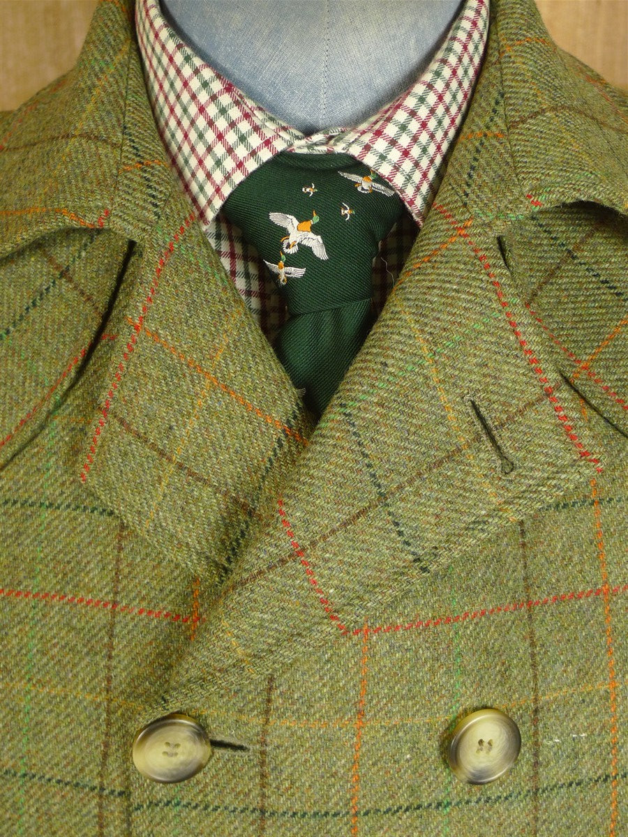 25/0769 immaculate british green wp check tweed pea coat 42