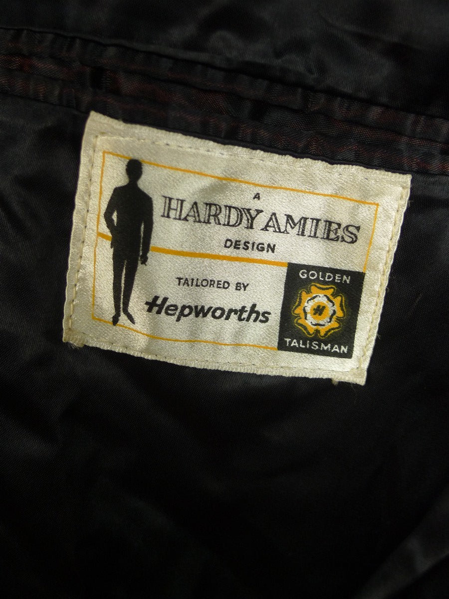 25/0787 immaculate vintage heavyweight grey crombie wool & cashmere overcoat w/ tartan backing 42-44