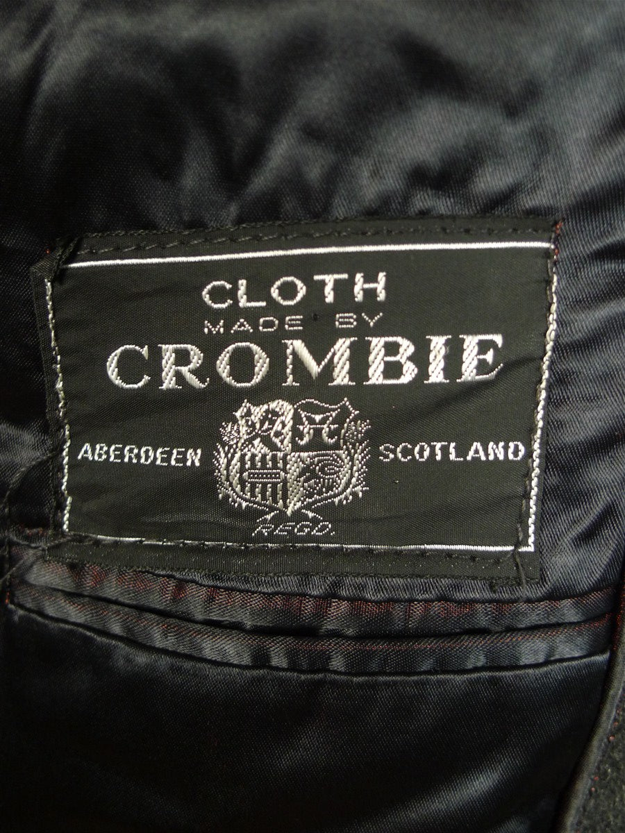 25/0787 immaculate vintage heavyweight grey crombie wool & cashmere overcoat w/ tartan backing 42-44