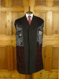 25/0787 immaculate vintage heavyweight grey crombie wool & cashmere overcoat w/ tartan backing 42-44