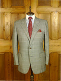 25/0776 immaculate huntsman 1998 savile row bespoke grey / blue prince of wales check worsted suit 42 regular