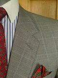 25/0776 immaculate huntsman 1998 savile row bespoke grey / blue prince of wales check worsted suit 42 regular