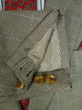 25/0776 immaculate huntsman 1998 savile row bespoke grey / blue prince of wales check worsted suit 42 regular