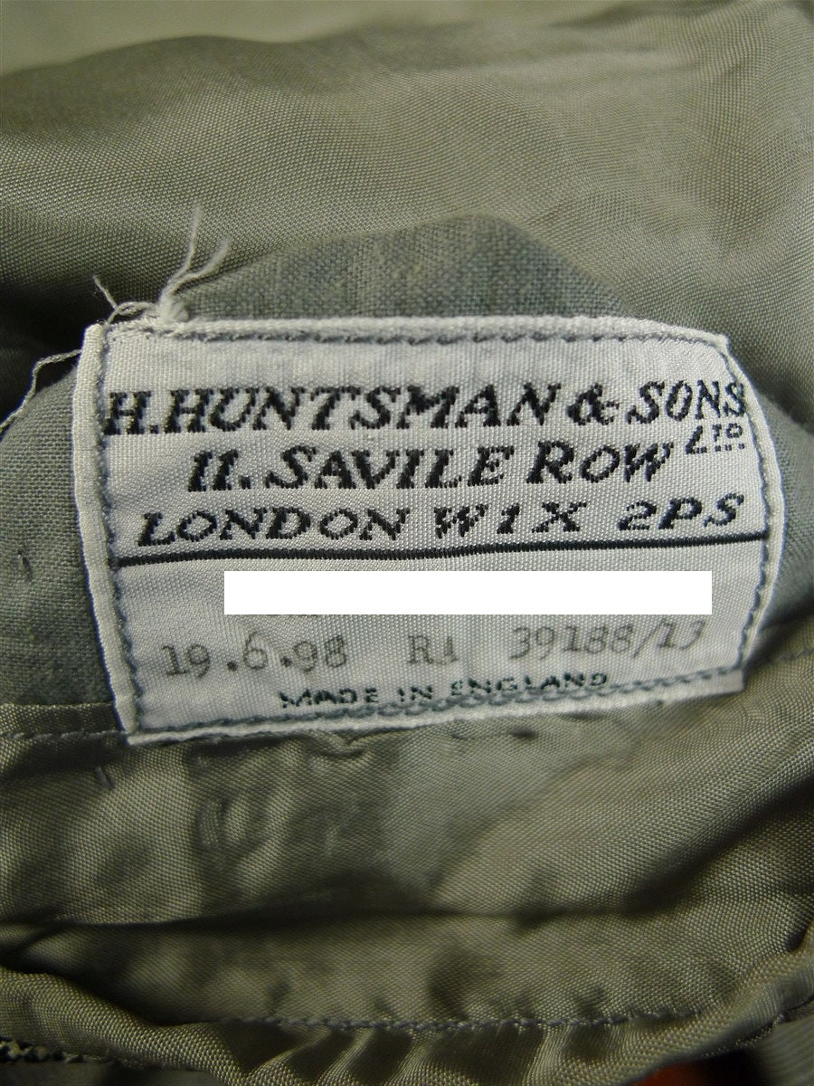 25/0776 immaculate huntsman 1998 savile row bespoke grey / blue prince of wales check worsted suit 42 regular