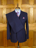 25/0784 vintage 1981 fulham road bespoke heavyweight navy blue worsted & mohair 3-piece suit 38 regular
