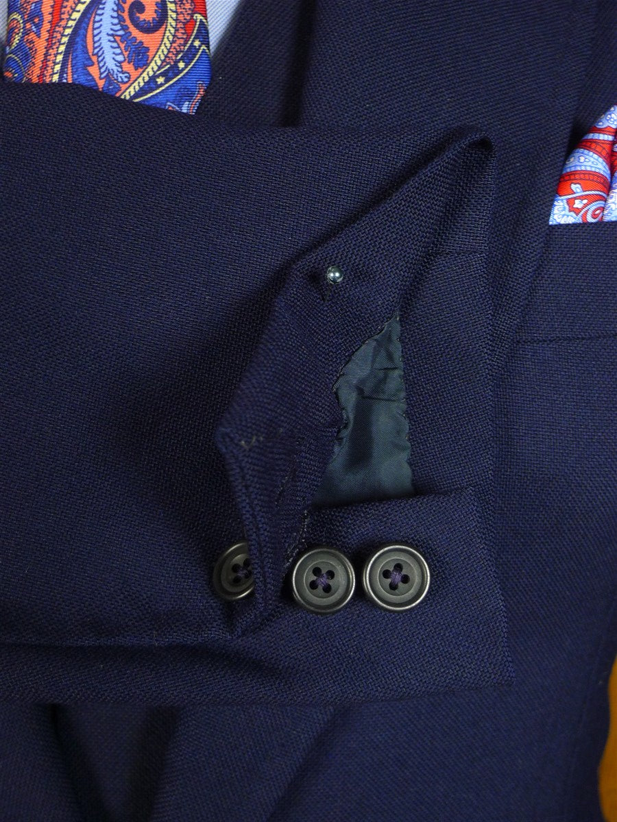 25/0784 vintage 1981 fulham road bespoke heavyweight navy blue worsted & mohair 3-piece suit 38 regular