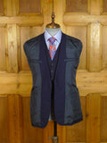 25/0784 vintage 1981 fulham road bespoke heavyweight navy blue worsted & mohair 3-piece suit 38 regular