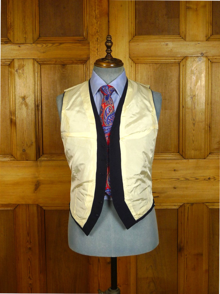25/0784 vintage 1981 fulham road bespoke heavyweight navy blue worsted & mohair 3-piece suit 38 regular