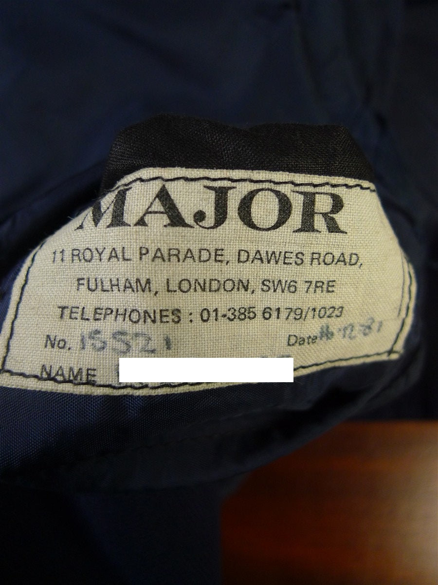 25/0784 vintage 1981 fulham road bespoke heavyweight navy blue worsted & mohair 3-piece suit 38 regular