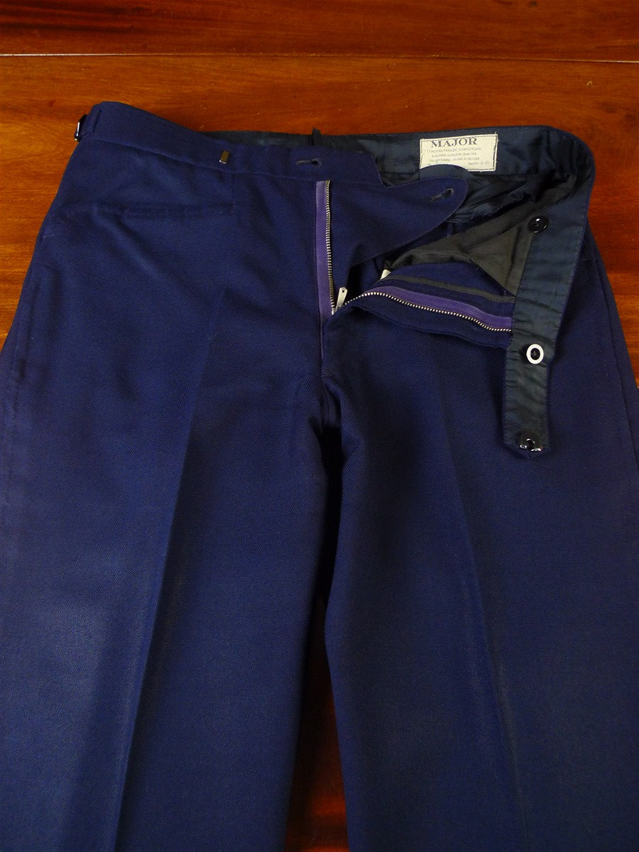 25/0784 vintage 1981 fulham road bespoke heavyweight navy blue worsted & mohair 3-piece suit 38 regular