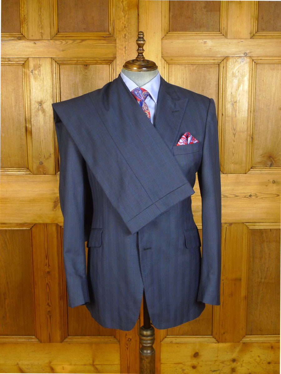 25/0779 william westmancott savile row canvassed blue pin-stripe wool suit 44 long