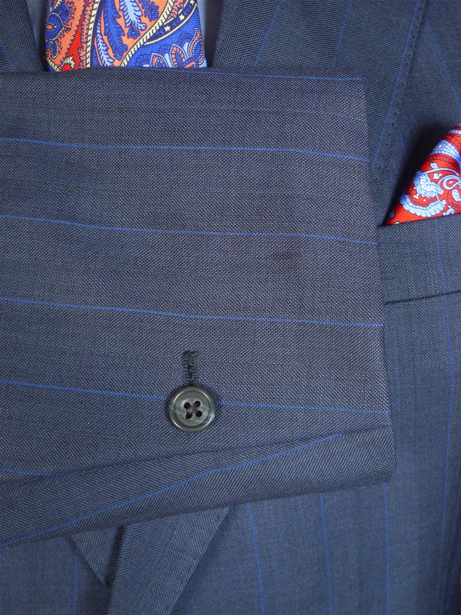 25/0779 william westmancott savile row canvassed blue pin-stripe wool suit 44 long