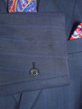 25/0779 william westmancott savile row canvassed blue pin-stripe wool suit 44 long