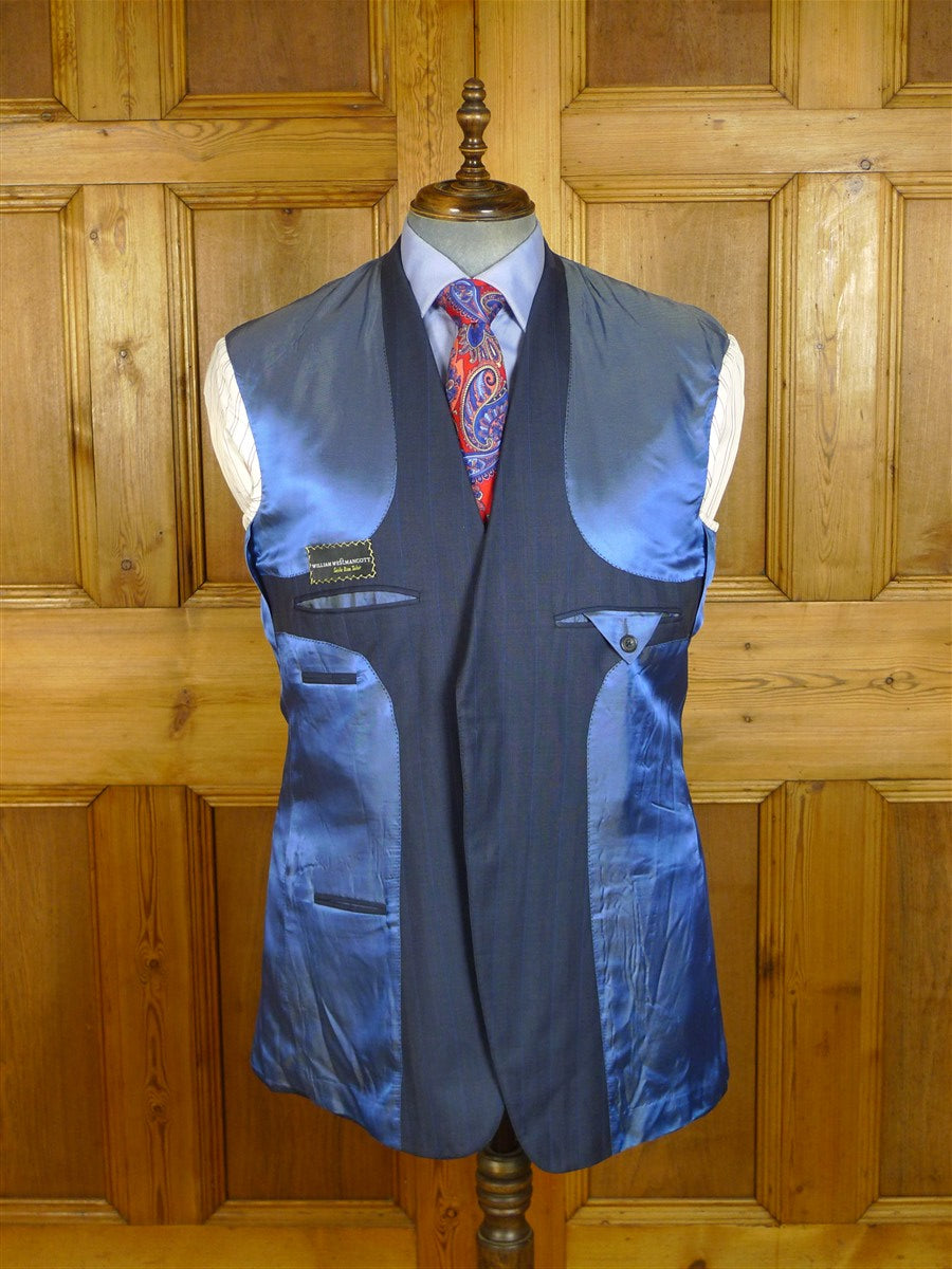 25/0779 william westmancott savile row canvassed blue pin-stripe wool suit 44 long