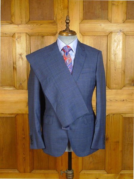 25/0781 new w/ tags hackett london blue overcheck wool suit 38 regular - one only!