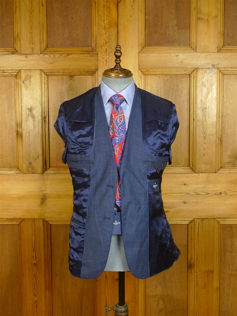25/0781 new w/ tags hackett london blue overcheck wool suit 38 regular ...