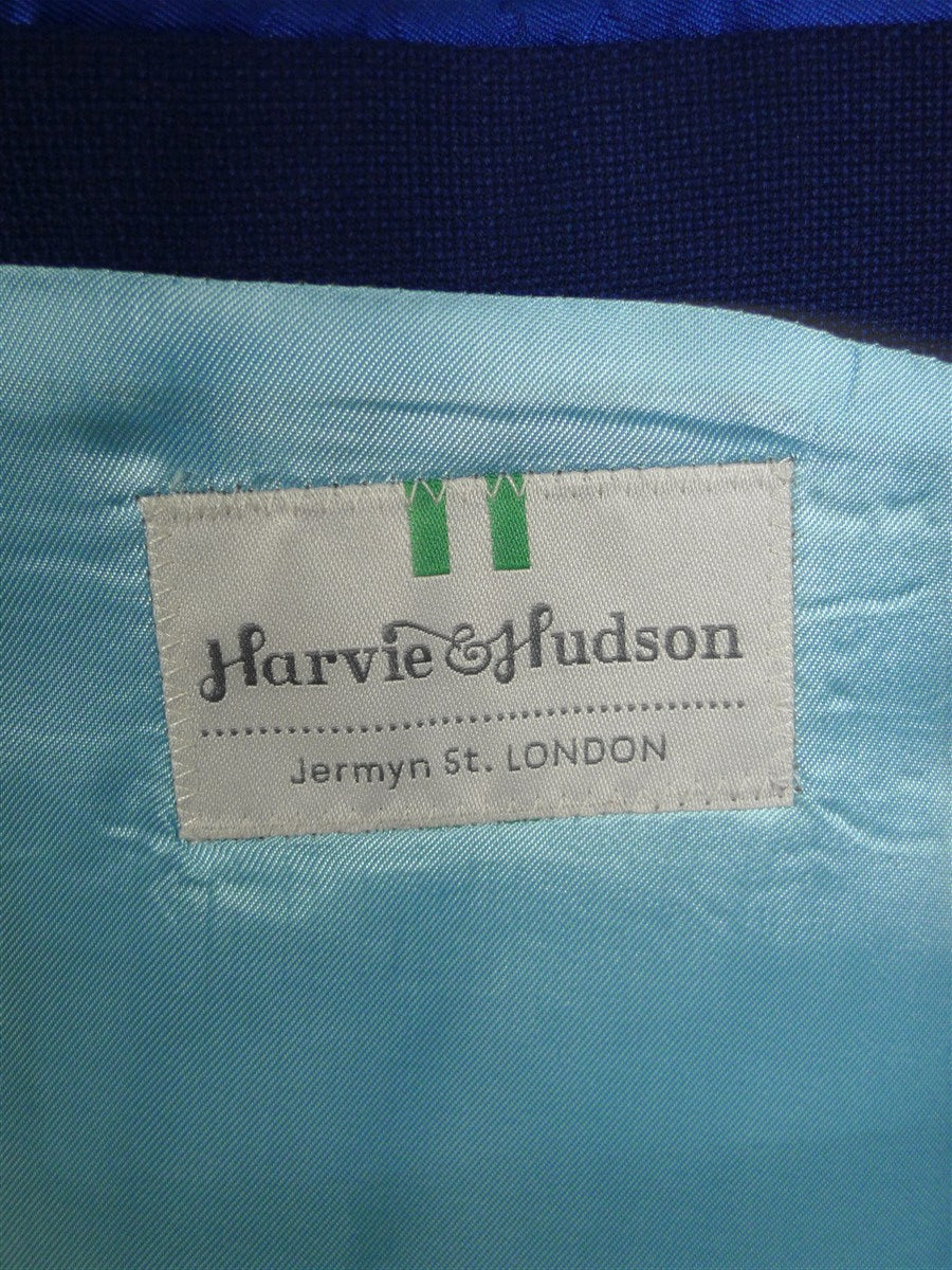 25/0783 immaculate harvie & hudson italian wool teal blue d/b suit 45 long