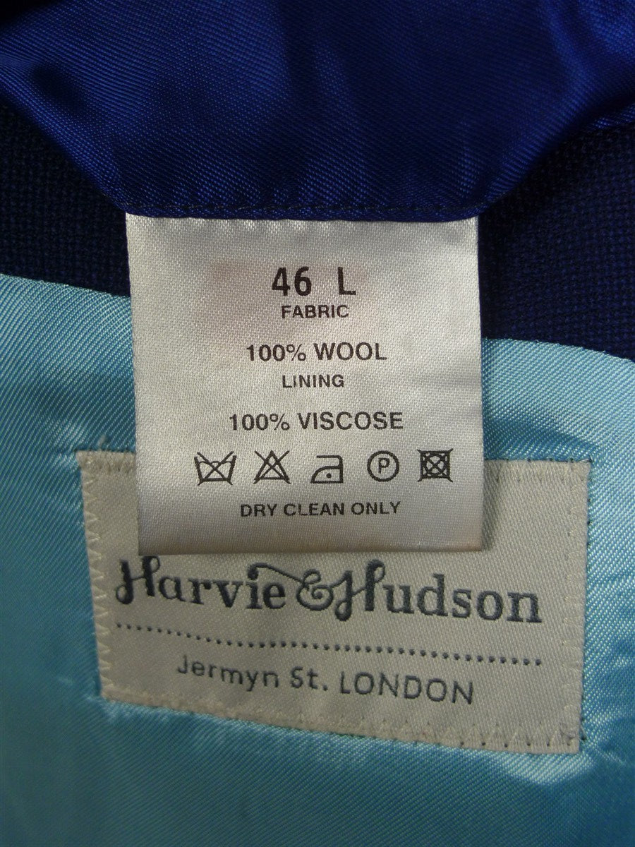 25/0783 immaculate harvie & hudson italian wool teal blue d/b suit 45 long