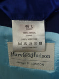 25/0783 immaculate harvie & hudson italian wool teal blue d/b suit 45 long