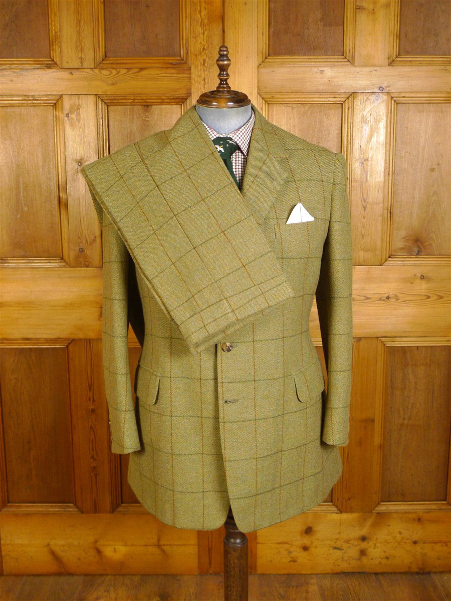 25/0785 vintage 1999 ward & kruger savile row bespoke heavyweight green wp check tweed suit 42-43 long